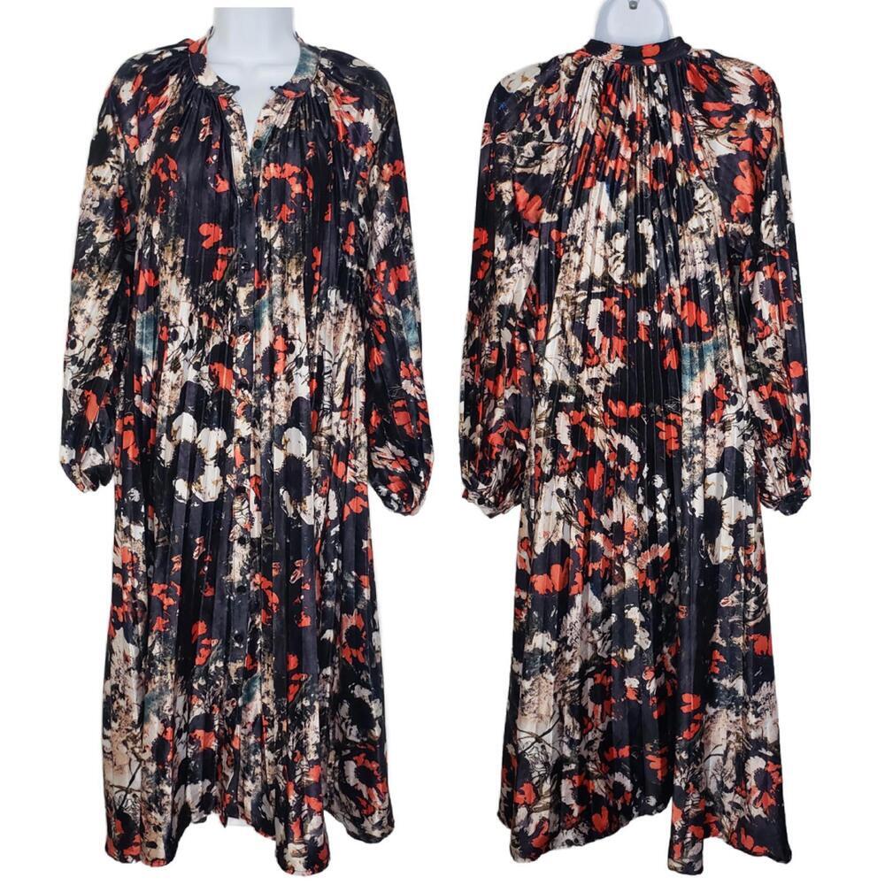 2XTremz Women's Sz XS All Over Print Pleated Detail A-line Maxi Dress (1808) - Picture 2 of 6